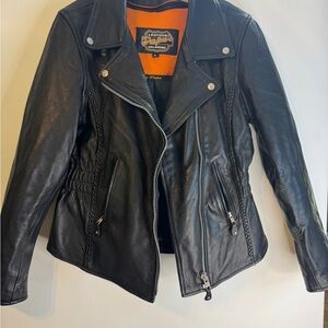 Papaya Black Leather Biker Jacket